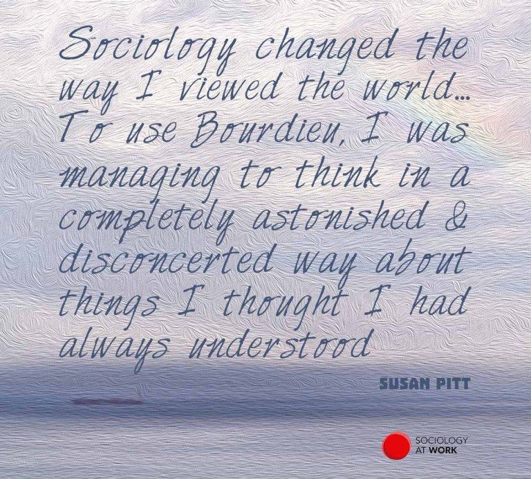 Painting of a ship in the far distance in a calm sea. Text reads: Sociology changed the way I viewed the world... To use Bourdieu, I was managing to think in a completely astonished and disconcerted way about things I thought I had always understood.