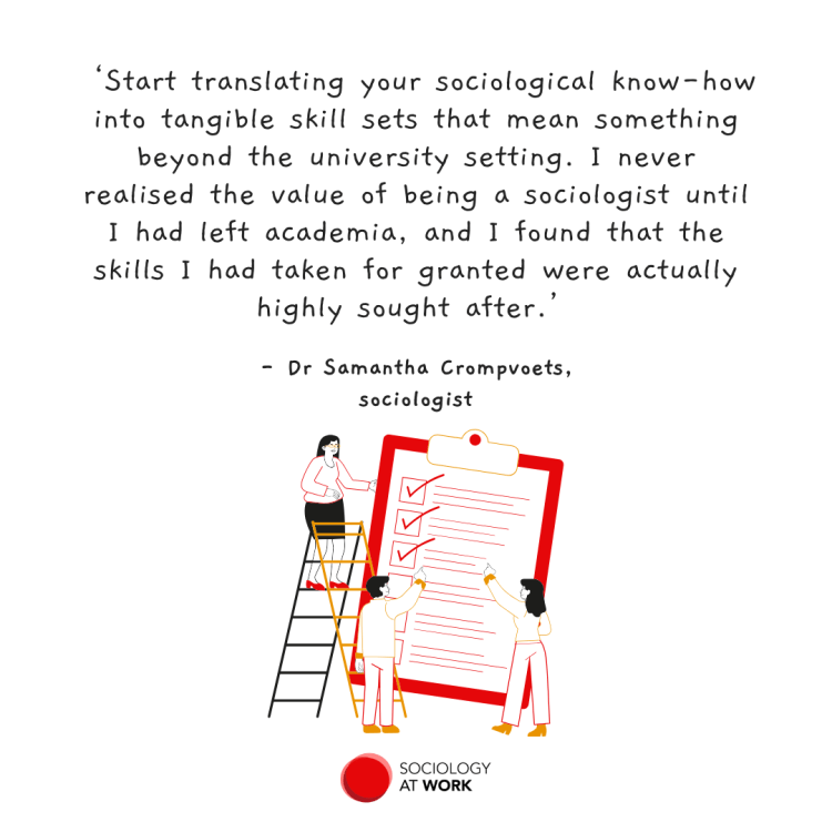 Infographic showing a woman at the top of a ladder, beside a giant clip board with ticks. Two people stand on the ground beside another ladder, and they are pointing at the clip board