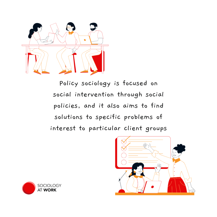 Illustrations of two women and a man holding documents and typing on a laptop, and at the bottom one woman presents to a woman sitting at a desk