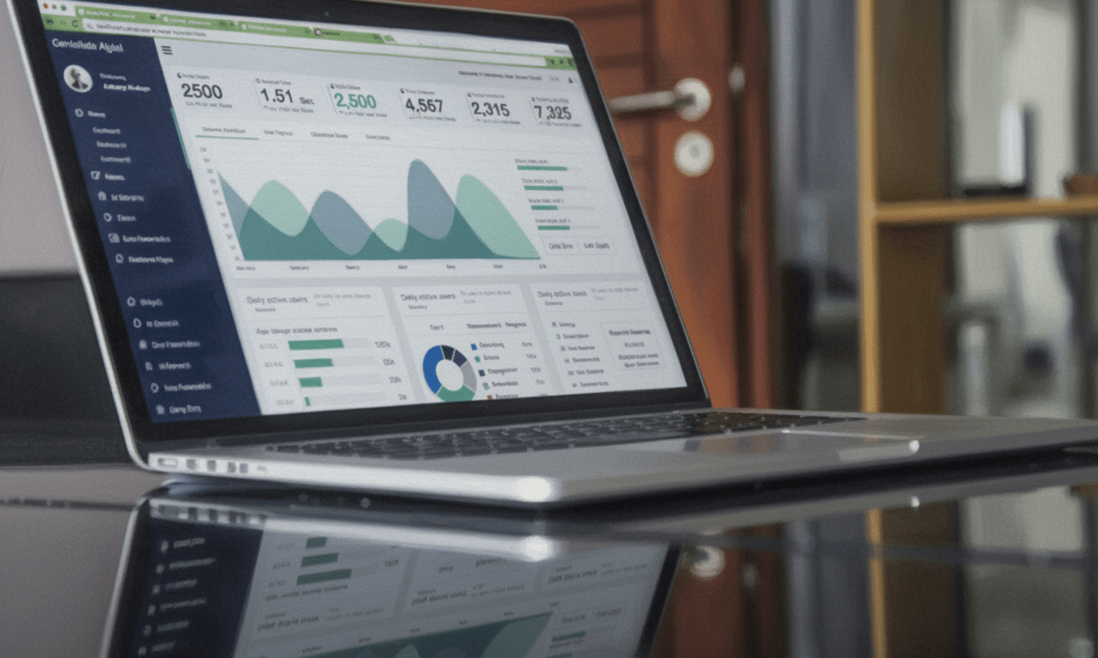 Laptop with graphs and charts