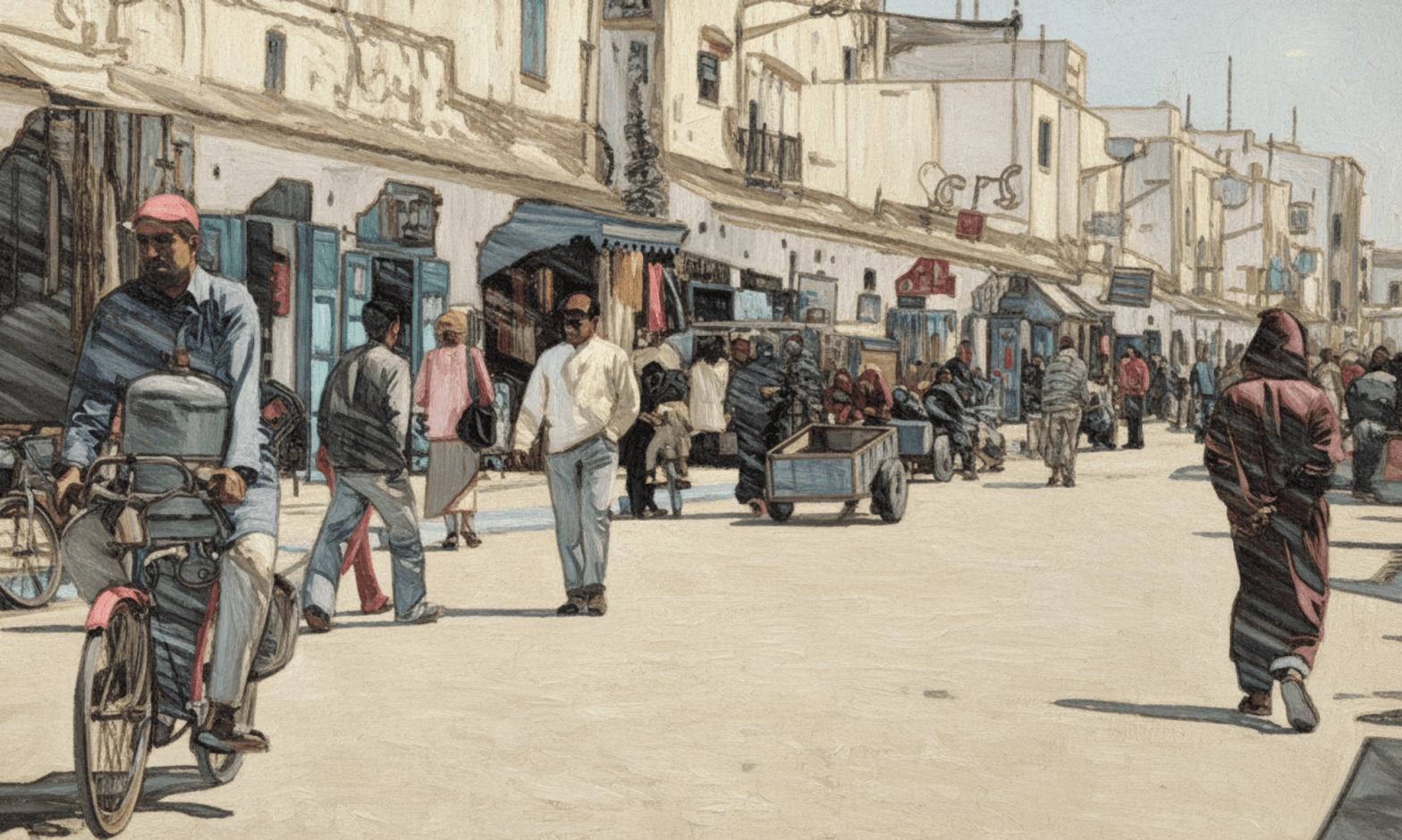 People walk through a market in Cairo, Egypt
